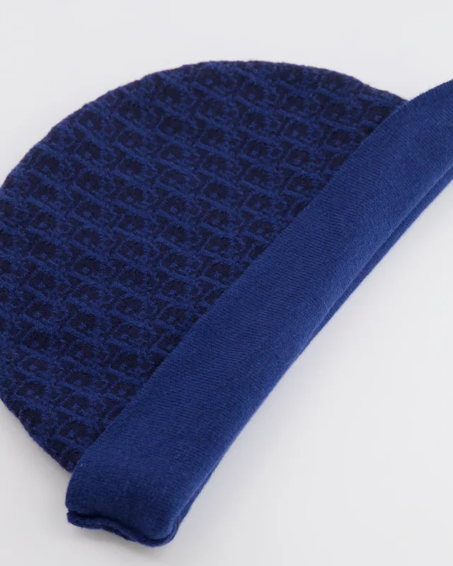 Kids Blue Dior Oblique Logo Wool Beanie Size 5-8 years in Blue Wool from Sellier, photo 4 of 4