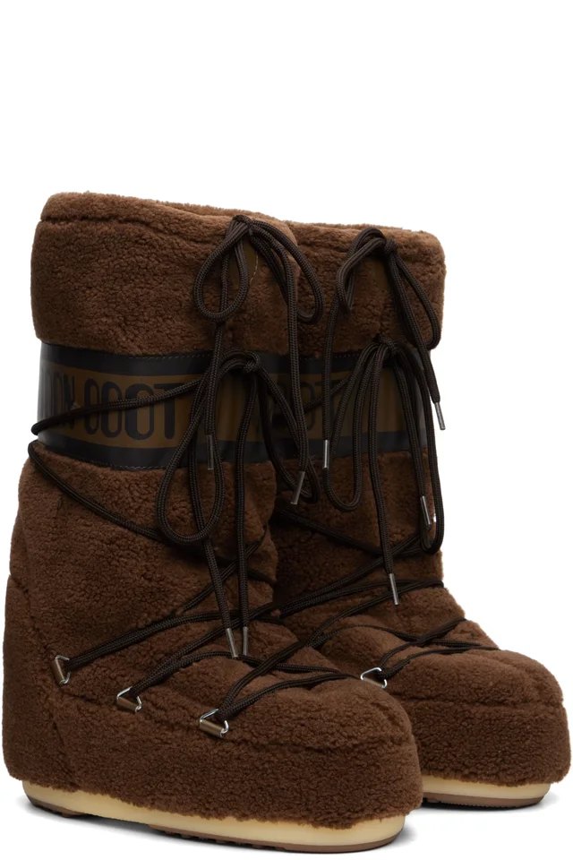 Moon Boot Brown Icon Fleece Boots, photo 4 of 5 from SSENSE