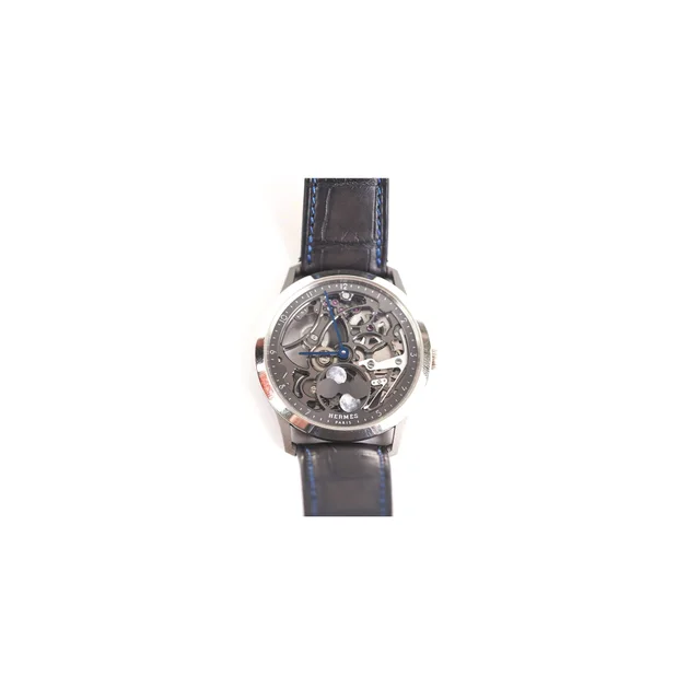 Slim D'Hermes Watch Squelette Lune 39.5MM Black in Black from The Purse Affair