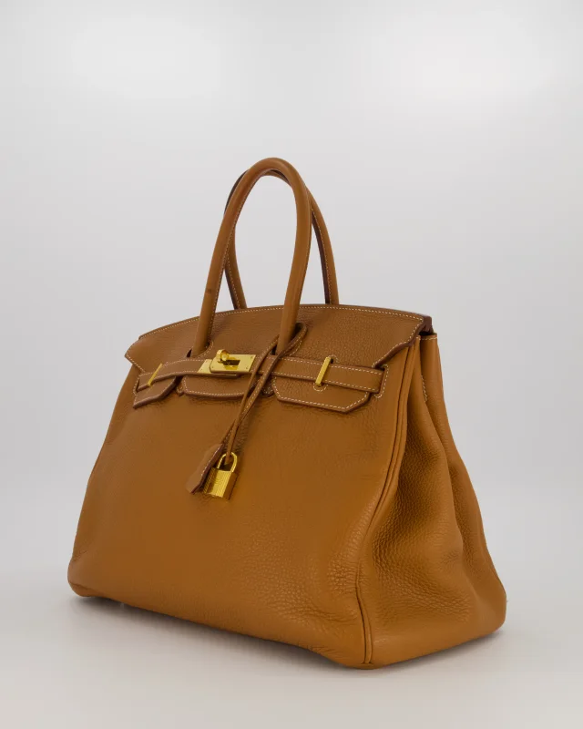 Hermès Birkin 35 Retourne Bag in Gold Clemence leather from Sellier, photo 5 of 5