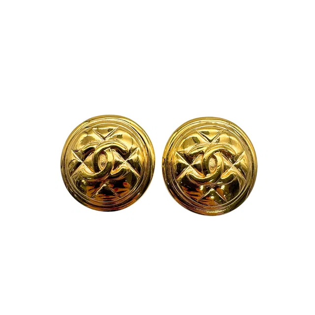 Chanel Vintage Earrings Cocomark Gold Accessory in Gold from Luxury Promise