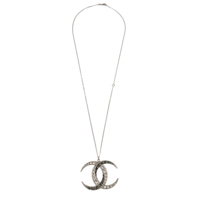 Chanel Silver Necklace Pendant Rhinestone B16C in Silver from AMORE Vintage Tokyo