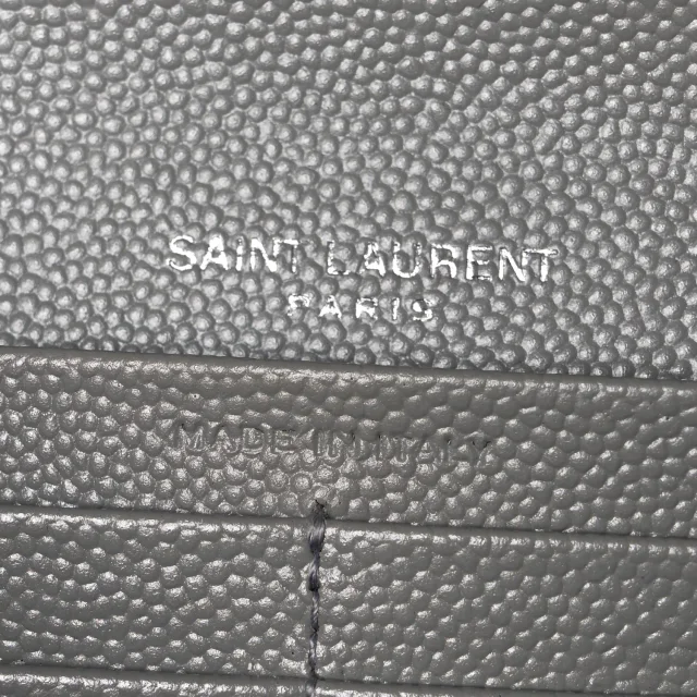 Saint Laurent Grain De Poudre Mixed Matelasse Triquilt Large Monogram Wallet Stone in Leather from FASHIONPHILE, photo 6 of 8