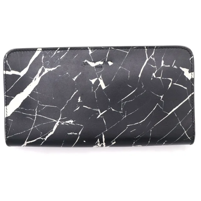 Balenciaga Marble Philias Round Zip Wallet Black in Black from The Reluxe