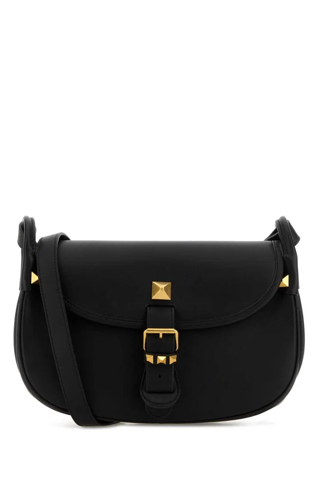 Valentino Garavani Studded Leather Shoulder Bag — Black in Black Leather from HEWI