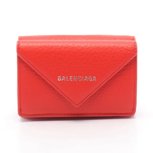 Balenciaga Paper Wallet Tri Fold Leather Red in red Leather from Poshmark