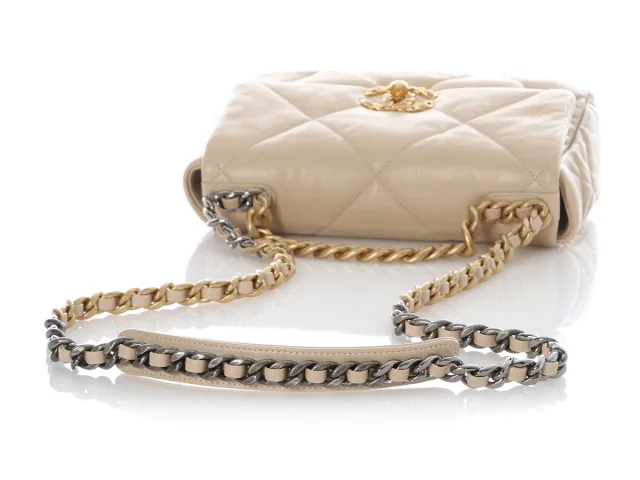 Chanel Small Beige Quilted Calfskin 19 Flap in Beige Calfskin from Ann's Fabulous Finds, photo 8 of 10