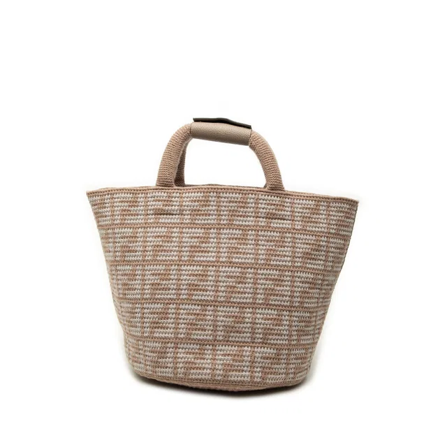 Beige Fendi Zucca Cashmere Shopper Tote in Beige Cashmere from Designer Revival