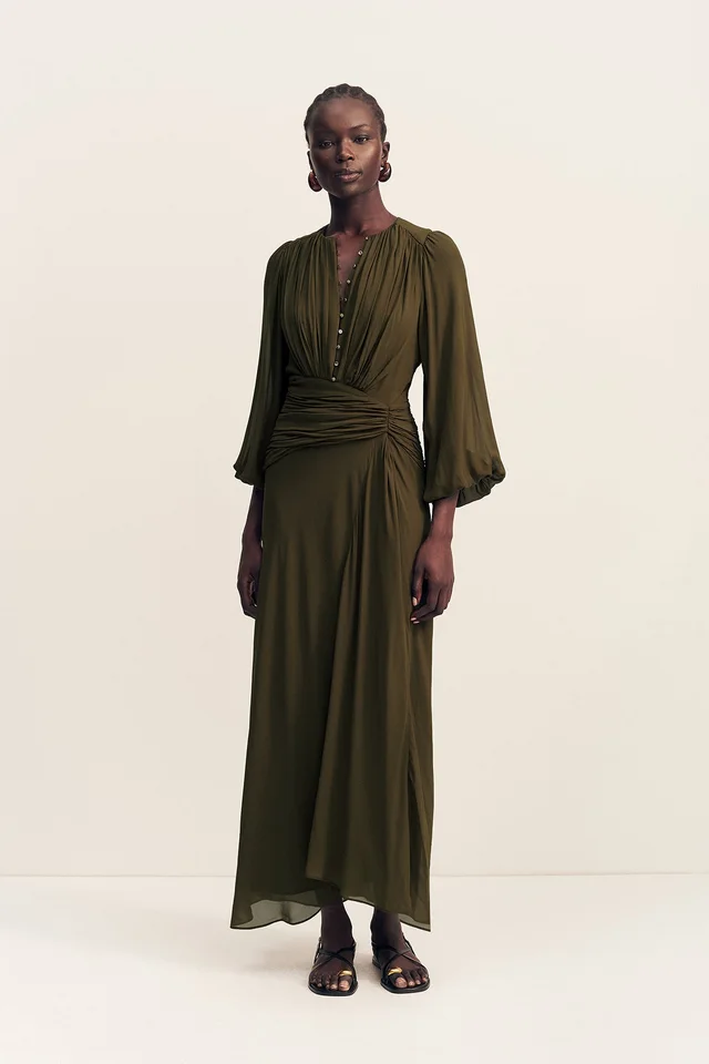 Shona Joy JUNO HIGH NECK BALLOON SLEEVE MAXI DRESS - JUNGLE from Shona Joy, photo 1 of 1