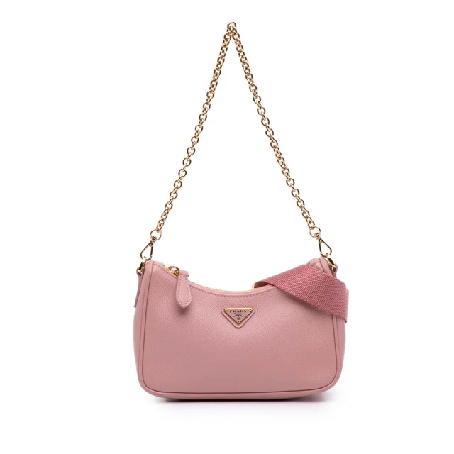 Pink Prada Saffiano Lux Re Edition 2005 Satchel in Pink Saffiano leather from Designer Revival