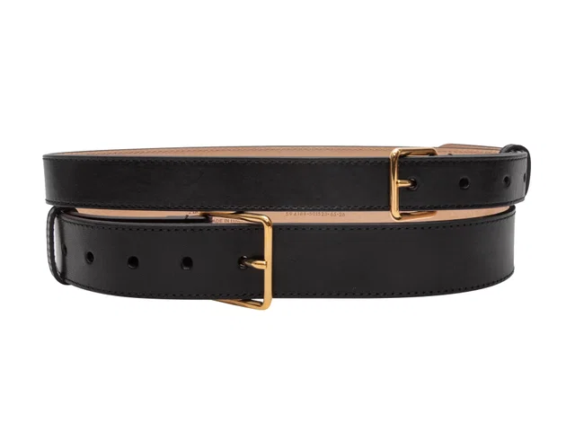 Black Alexander McQueen Double Buckle Waist Belt Size US XS in Black Leather from Designer Revival