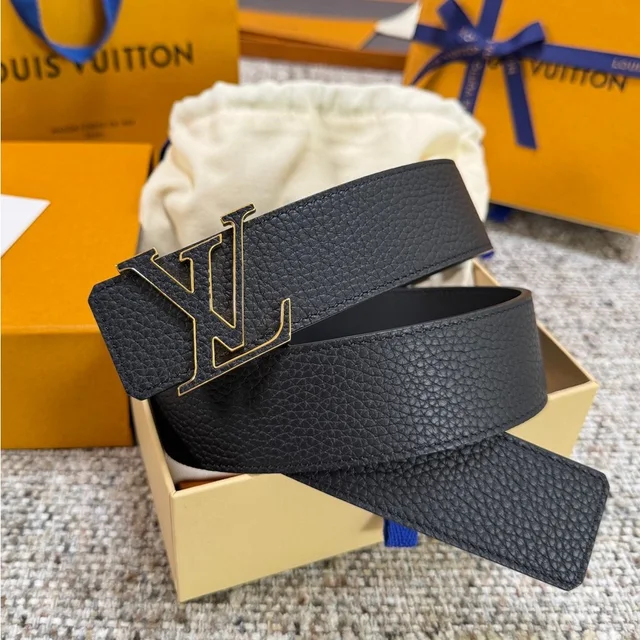 40mm Lv Initials Togo Leather Belt With Gold Hardware in black|gold Togo leather from Poshmark, photo 1 of 1