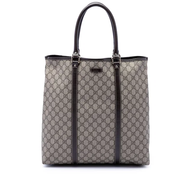 Beige Gucci GG Supreme Joy Vertical Tote in Beige Coated canvas from Designer Revival