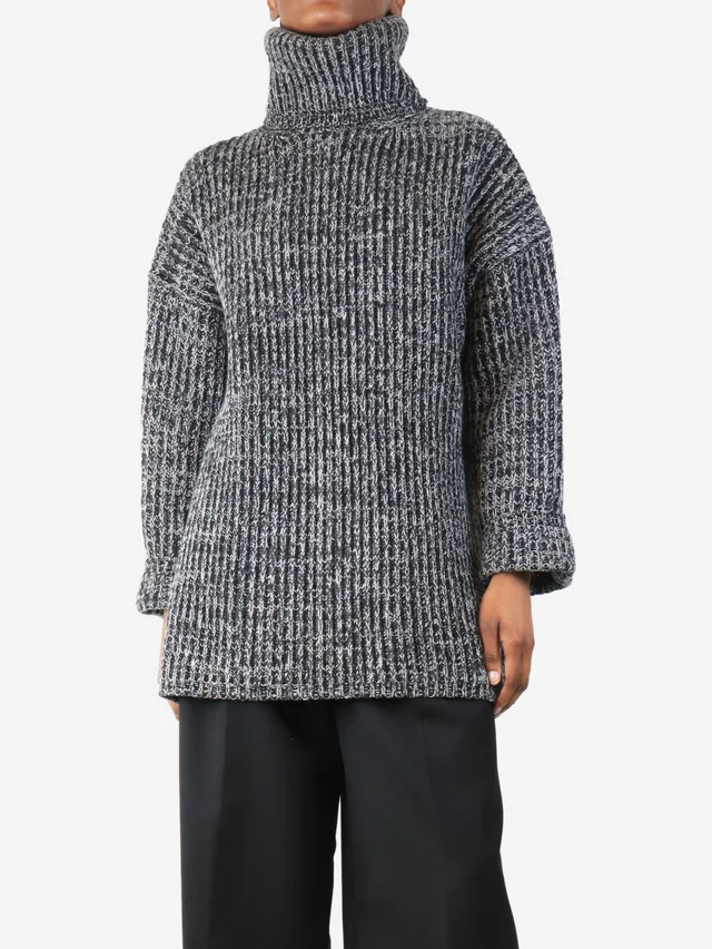 Acne Studios Black and grey chunky knit jumper - size XS in Black Wool from Sign of the Times, photo 3 of 3