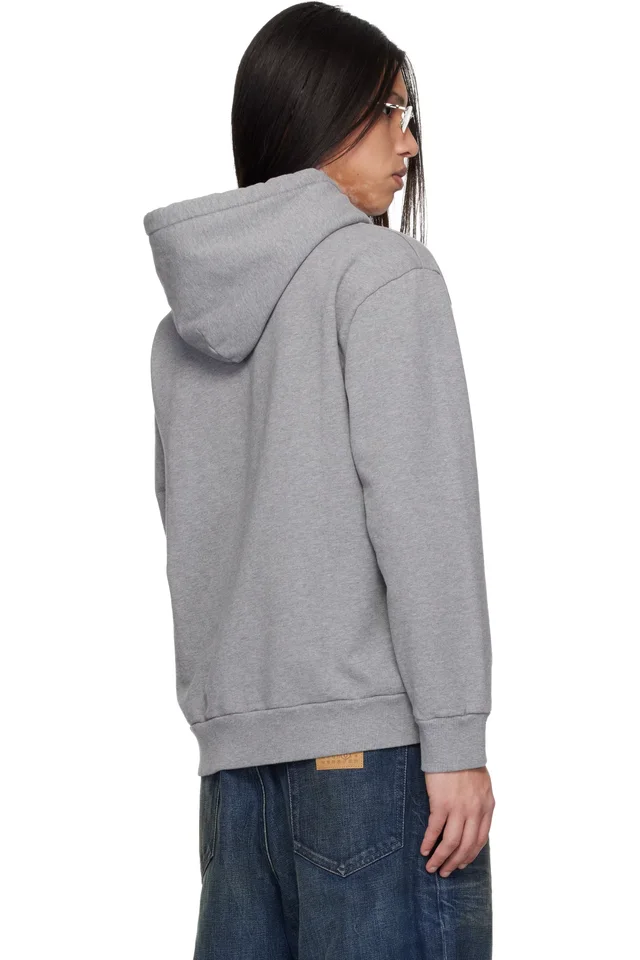 MM6 Maison Margiela Gray Logo Hoodie, photo 3 of 4 from SSENSE