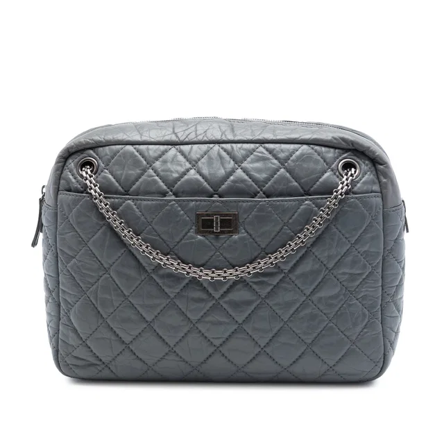 Gray Chanel Large Quilted Calfskin Reissue 2.55 Camera Bag in Grey Calfskin from Designer Revival