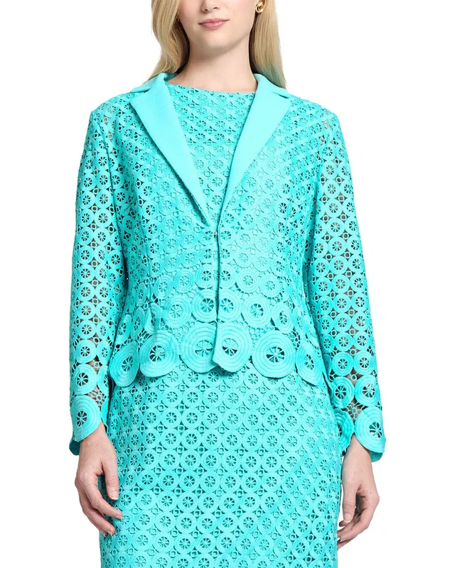 Ming Wang Geometric Lace Cutout Woven Jacket, image 1 of 1 from Rue La La