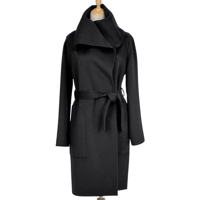 Hermès Gown Coat Robe Long Belted Cashmere Black in Black Cashmere from The Reluxe