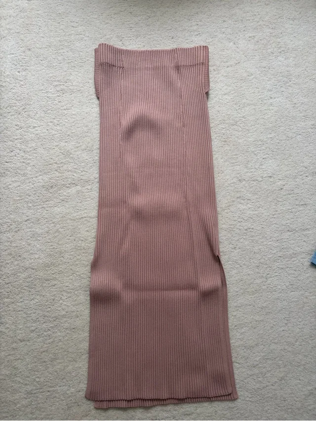 SIMKHAI Strapless Ribbed Midi Dress In Dusty Rose in pink from Poshmark, photo 1 of 1