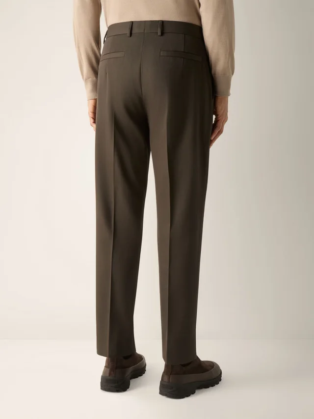 Zegna Dark Olive Green Cotton and Wool Pants, photo 4 of 5 from SENSER