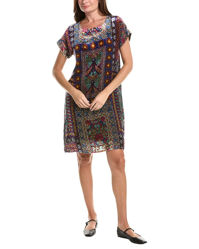 Johnny Was Daiyu Burnout Silk-Blend Mini Dress, image 1 of 1 from Rue La La