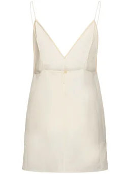 Khaite V-Neck Top in 53% Silk, 47% Cotton, photo 4 of 5 from LUISAVIAROMA