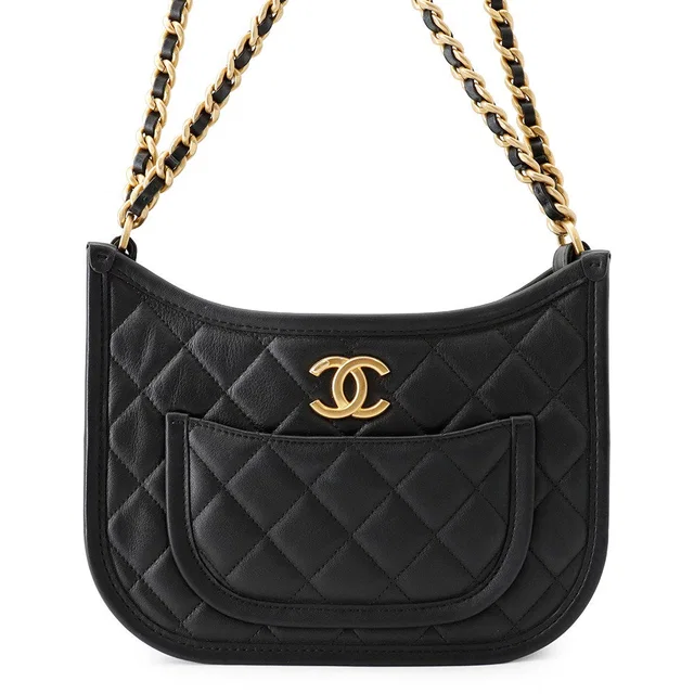 Chanel Matelasse Chain Hobo BlackAS4666 Calf Leather in Calfskin from GALLERY RARE