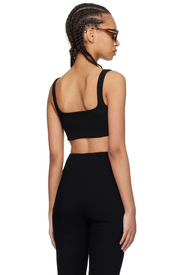 Nanushka Black Anouk Seersucker Bralette Top, photo 3 of 4 from SSENSE