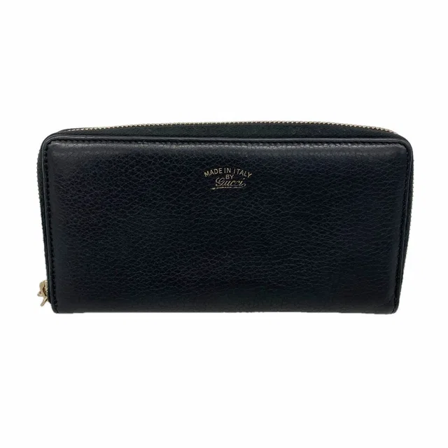 Gucci Wallet Bamboo Leather Black Gold in Black Leather from The Reluxe