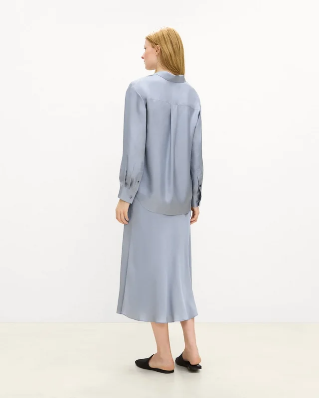 Theory Boxy Button-Up Shirt in Mod Silk Twill, photo 3 of 4 from Theory