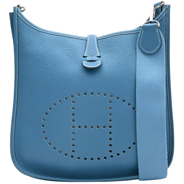 Hermès 2006 Evelyn II PM Bleu Jean in Blue Clemence leather from VINTAGE QOO TOKYO