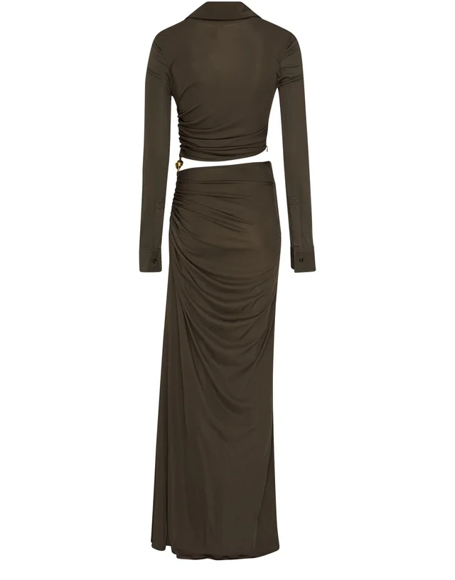 BOTTEGA VENETA Long flowing dress in viscose in Green 100% viscose, photo 3 of 7 from 24S (Canada)