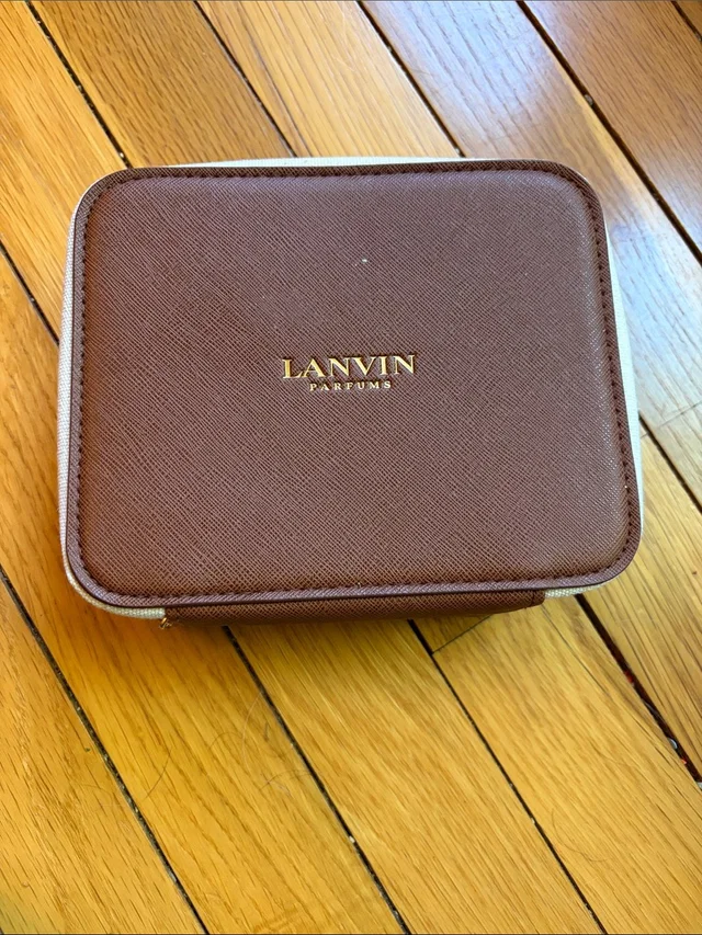 Lanvin Parfums Brown Faux Leather Zippered Cosmetic Case in gold|brown|red Leather from Poshmark