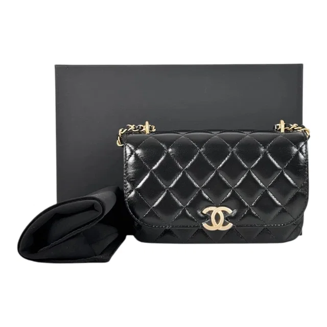 Chanel Black Calfskin Chain Bag in Black Calfskin from Luxury Promise