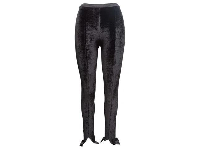 Black Chanel Velour Skinny Pants Size FR 36 in Black from Designer Revival