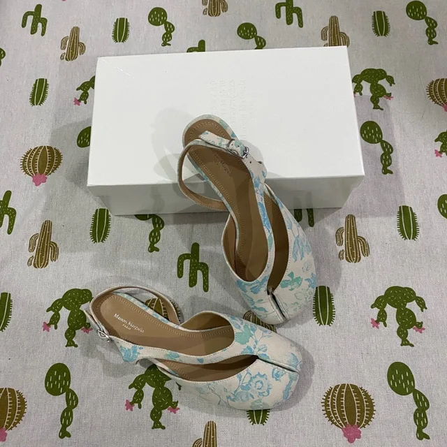 Maison Margiela Floral Slingback Peep-Toe Heels in white from Poshmark