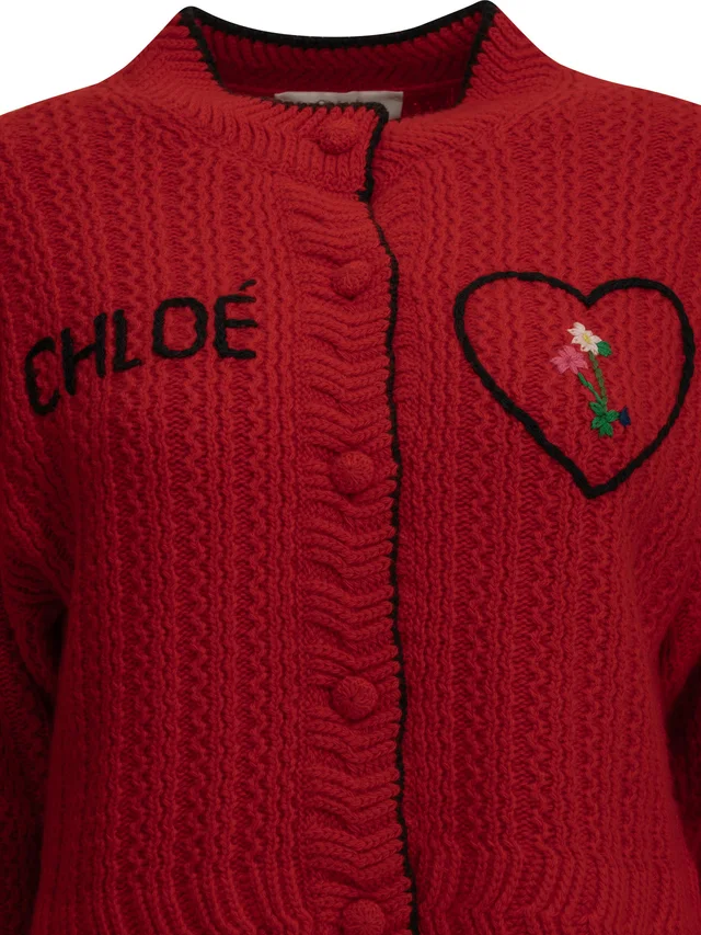 Chloé Heart Logo Knitted Cardigan, photo 3 of 4 from SENSER