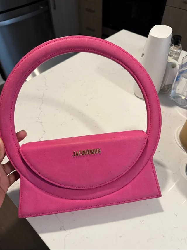 Jacquemus Hot Pink Circular Handle Mini Shoulder Bag in pink Leather from Poshmark
