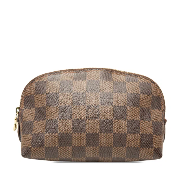Brown Louis Vuitton Damier Ebene Cosmetic Pouch Clutch Bag in Brown Canvas from Designer Revival