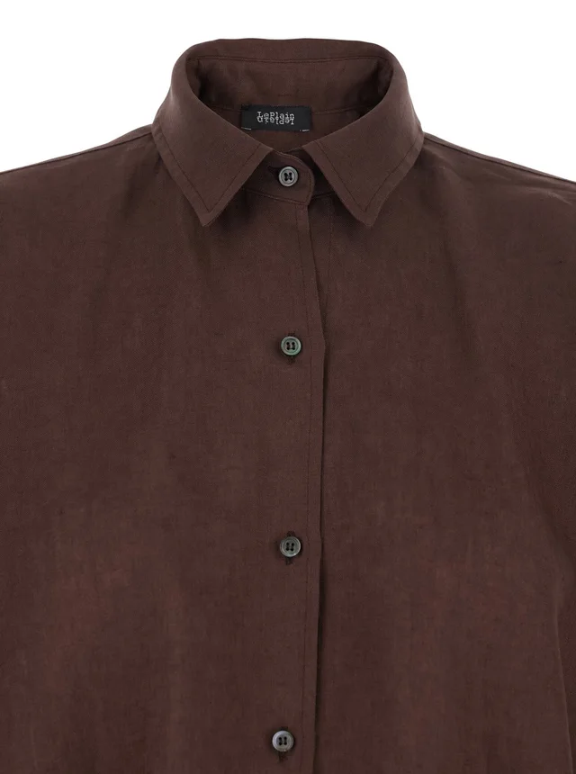 LEPLAIN Brown Linen Shirt with Classic Collar and Button Closure Woman in Brown, photo 6 of 6 from Gaudenzi Boutique