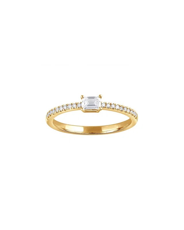 Lab Grown Diamonds 14K Over Silver 0.33 ct. tw. Lab Grown Diamond Side Stone Ring, image 1 of 1 from Rue La La