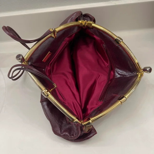 Judith Leiber Women's Shoulder bags - Burgundy/Purple in purple from Depop, photo 5 of 9