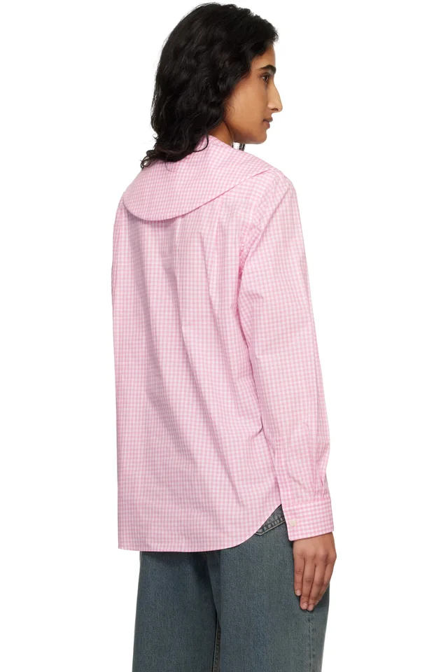 Comme des Garçons Girl Pink & White Cotton Poplin Gingham Check Shirt, photo 3 of 4 from SSENSE