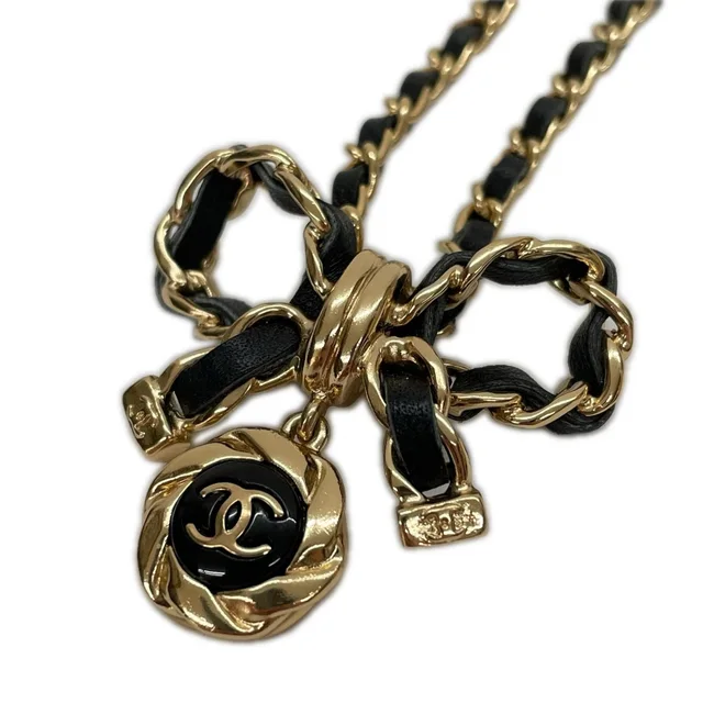 Chanel 22A Leather Ribbon Necklace Metiers D'Artart Black in Black Leather from The Reluxe