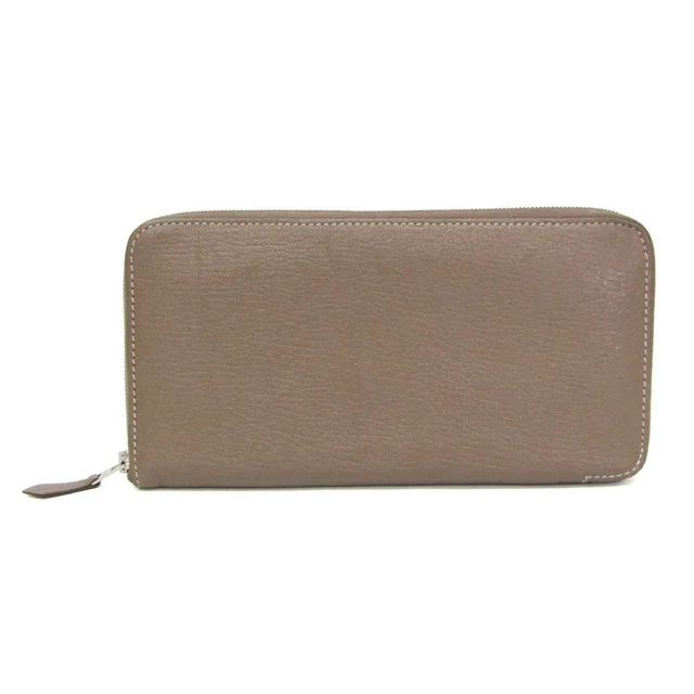 Hermès Asap Long Women,Men Chevre Leather Long Wallet (bi-fold) Etoupe Gray in Etoupe gray Chevre leather from Elady