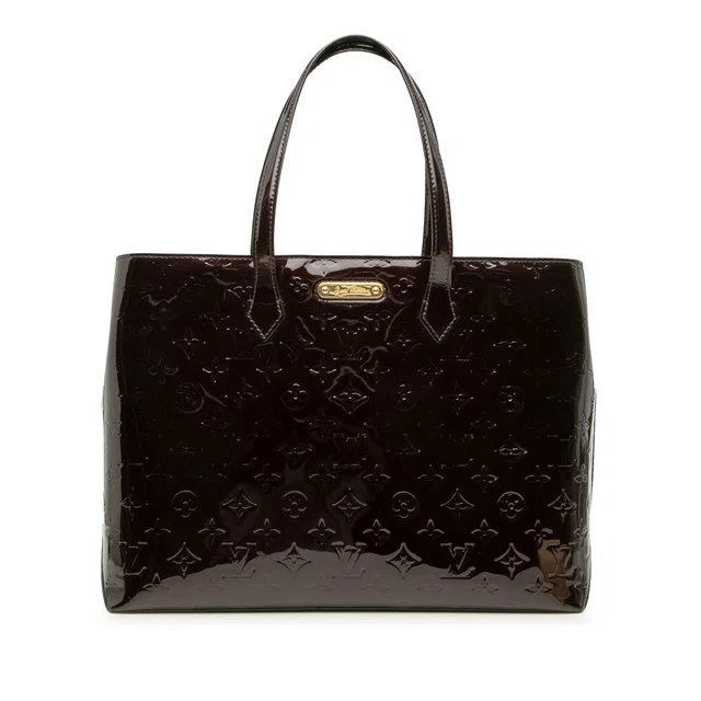 Purple Louis Vuitton Monogram Vernis Wilshire MM Tote Bag in Purple Leather from Designer Revival