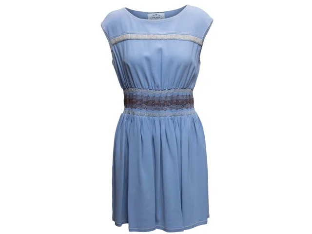Blue Prada Sleeveless Mini Dress Size IT 46 in Blue from Designer Revival