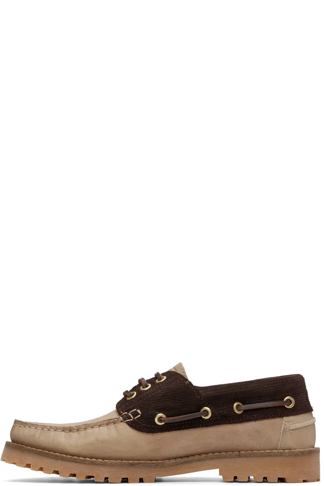 Barbour Beige & Brown Re-Engineered Deck Boat Shoes, photo 3 of 5 from SSENSE