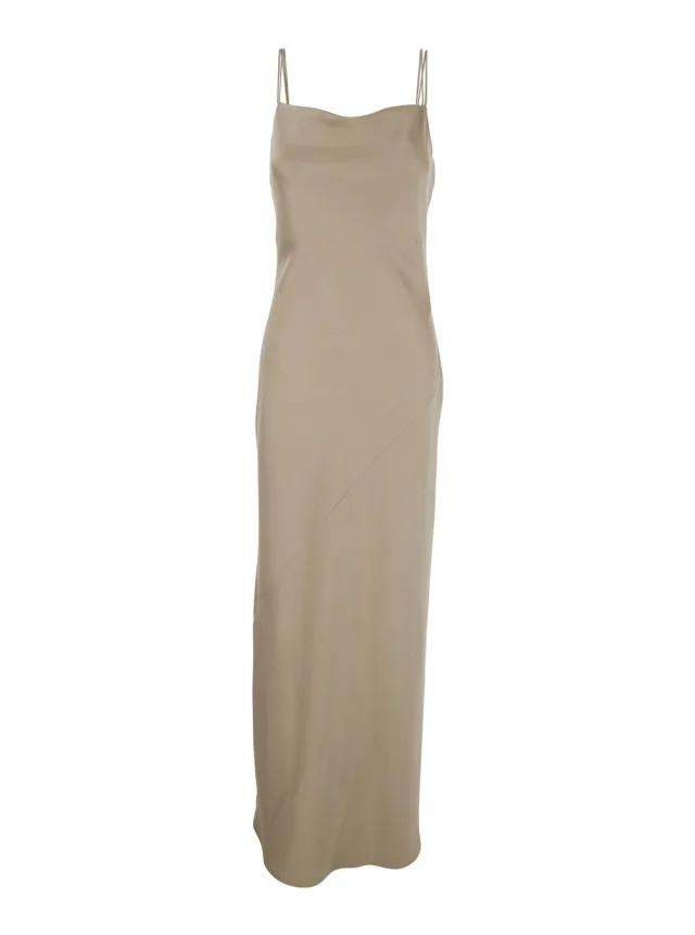 Leplain Beige Dress long with thin straps and pendants on the back in tech fabric women in Beige 100% Polyester, image 1 of 1 from Gaudenzi Boutique