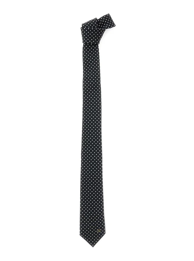Valentino Garavani Silk Polka Dot Necktie — Black Neckties in Black Silk from HEWI